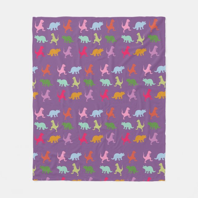 Colorful Dinosaurs Fleece Blanket, Medium (Front)