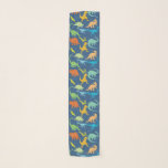 Colorful Dinosaurs Scarf<br><div class="desc">Colorful Dinosaur silhouette pattern. Tyrannosaurus Rex, titanosaurs, Triceratop, raptors, Ankylosaurs, Dino-Birds, Stegosaurus, Apatosaurus, Pteranodon and more in a colorful pattern in blue background, and dinosaurs in green, blue, yellow and orange.</div>