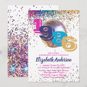 Colorful Disco 1986 40th Birthday Party Customizab Invitation