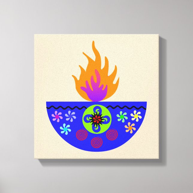 Colorful Diwali Lamp Diya Canvas Print (Front)