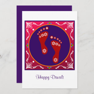 Colorful Diwali Rangoli With Footprint Invitation