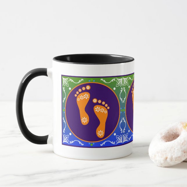 Colorful Diwali Rangoli With Footprint Mug (With Donut)