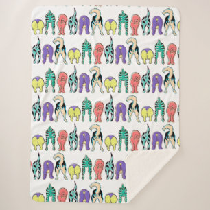 Colorful Dog Butts Pattern Sherpa Blanket