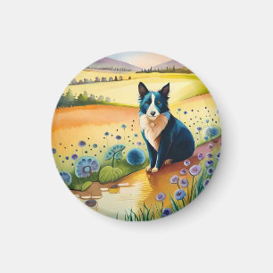 Colorful dog face close up  magnet