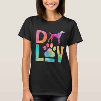 Colorful Dog Love Paw Watercolor Art T-Shirt