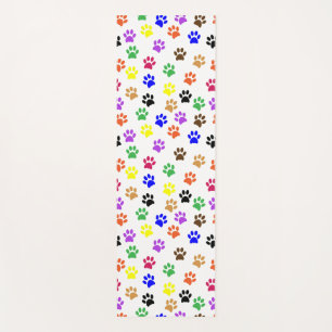 Colorful Dog Paw Prints Yoga Mat