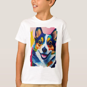 Colorful Dog Portrait - Corgi Painting T-Shirt