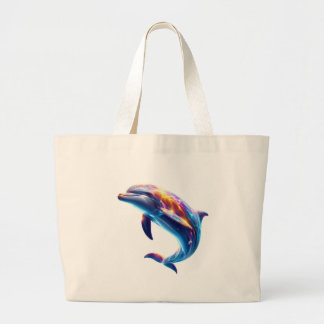 Colorful Dolphin Cute Arts Large Tote Bag