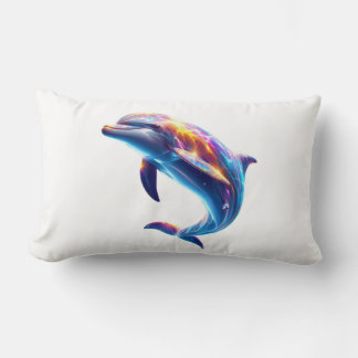 Colorful Dolphin Cute Arts Lumbar Pillow