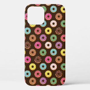Colorful Donut Pattern In Chocolate iPhone 12 Case