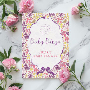 Colorful Doodle Flower Pencil Sketch Baby Shower  Invitation