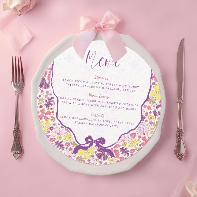 Colorful Doodle Flower Pencil Sketch Baby Shower Menu (Creator Uploaded)