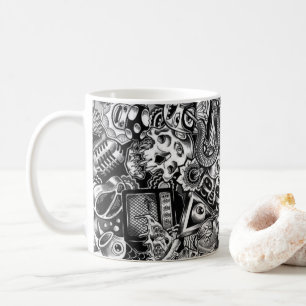 Colorful Doodle Pattern Coffee Mug Cute Cartoon