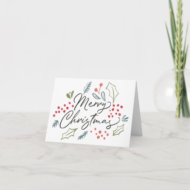 Colorful Doodles Merry Christmas Modern Script Card (Front)