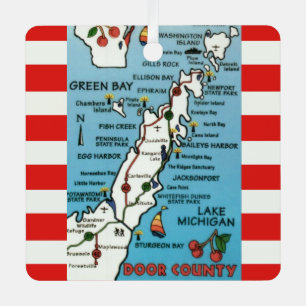 Colorful Door County Wisconsin Metal Ornament
