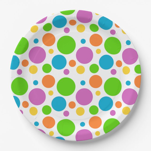 Colorful Dots Pattern Paper Plate (Front)