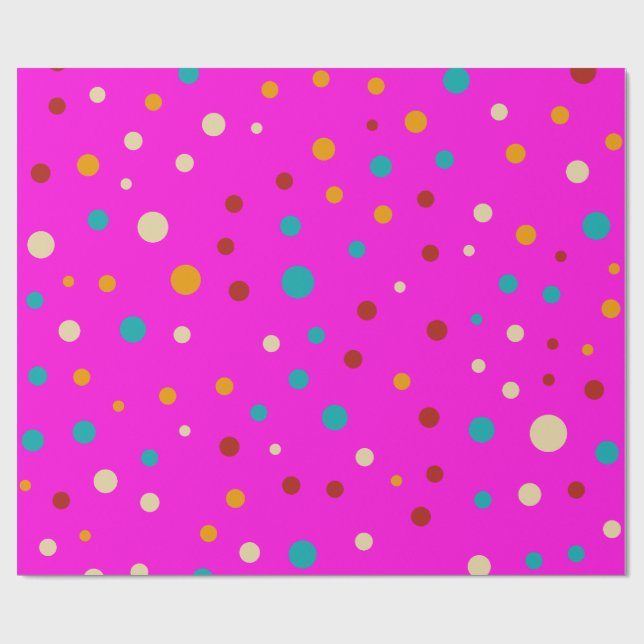 Colorful Dots Pink Wrapping Paper (Flat)
