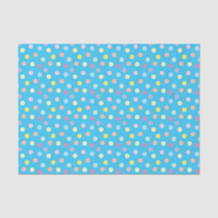 Colorful Dotty Pattern on Bright Blue Tissue Paper
