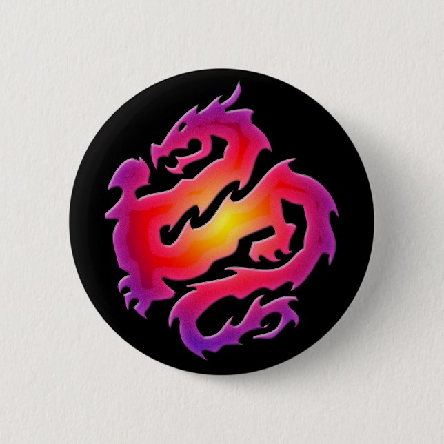 COLORFUL DRAGON 2 INCH ROUND BUTTON (Front)