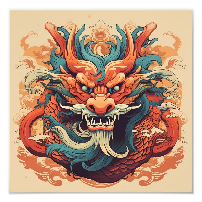 Colorful Dragon head Photo Print (Front)