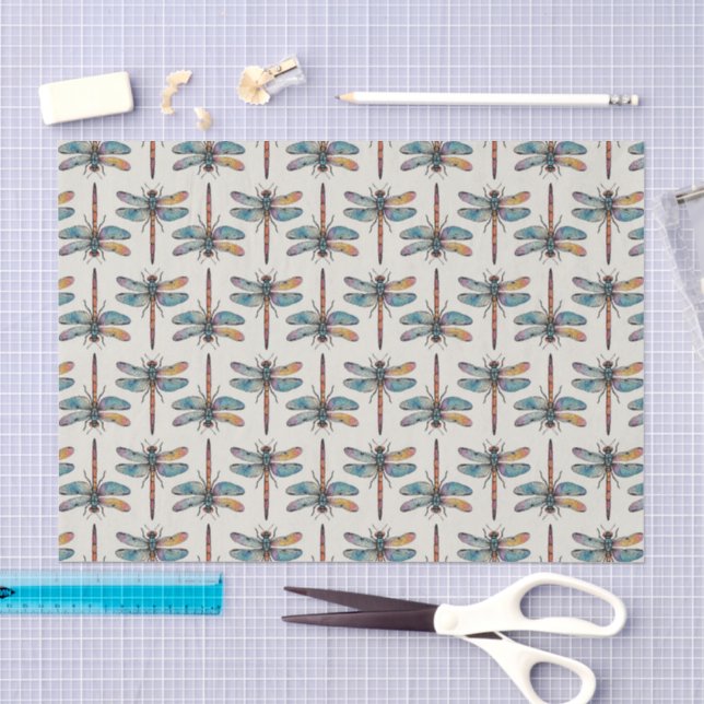 Colorful Dragonfly Pattern Tissue Paper (Craft)