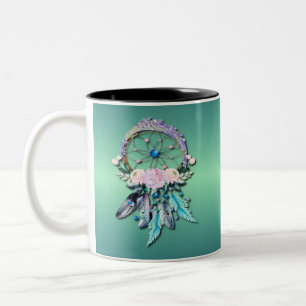 Colorful Dreamcatcher Feathers Tribal Native Two-Tone Coffee Mug