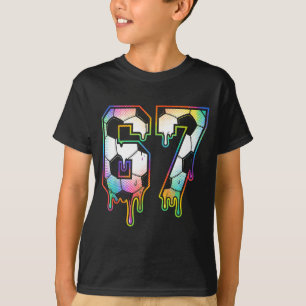 Colorful Dripping 67 Varsity Number Soccer Halfton T-Shirt