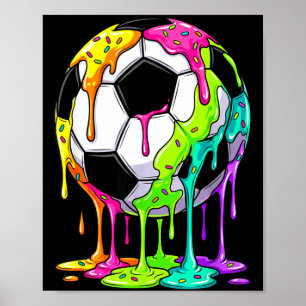 Colorful Dripping Soccer Art Sport Illustration Me Poster
