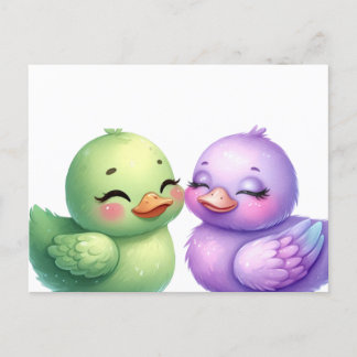 Colorful Ducklings Postcard