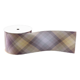 Colorful Dusty Grayish Brown And Purple Pattern Grosgrain Ribbon
