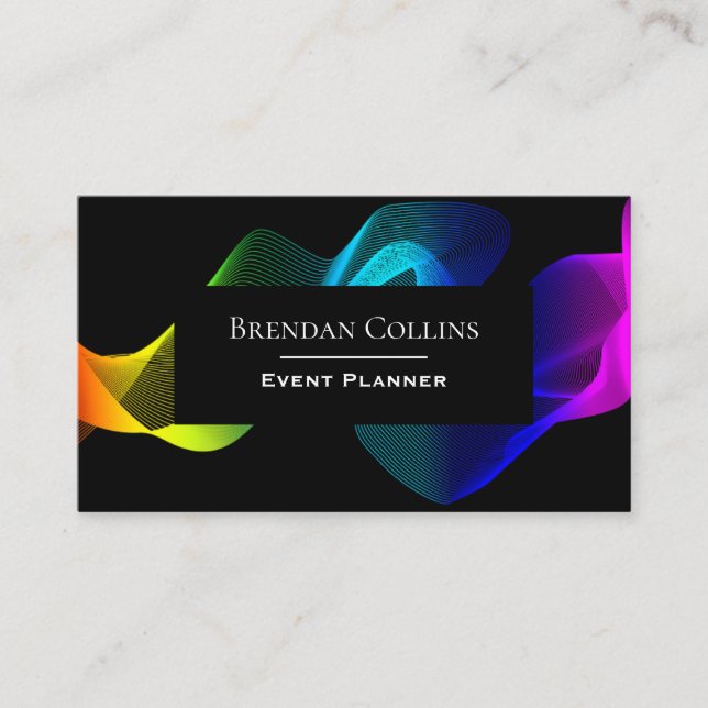 Colorful Dynamic Wave Motion Eye Catching Business Card (Front)