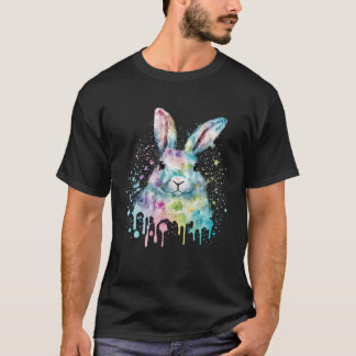 Colorful Easter Bunny Face Artsy Style T-Shirt