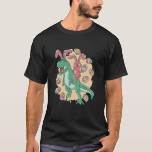Colorful Easter Bunny with rex Dinosaur Realistic T-Shirt