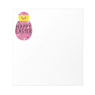Colorful Easter Chick in Painted Egg Notepad