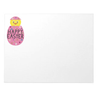 Colorful Easter Chick in Painted Egg Notepad