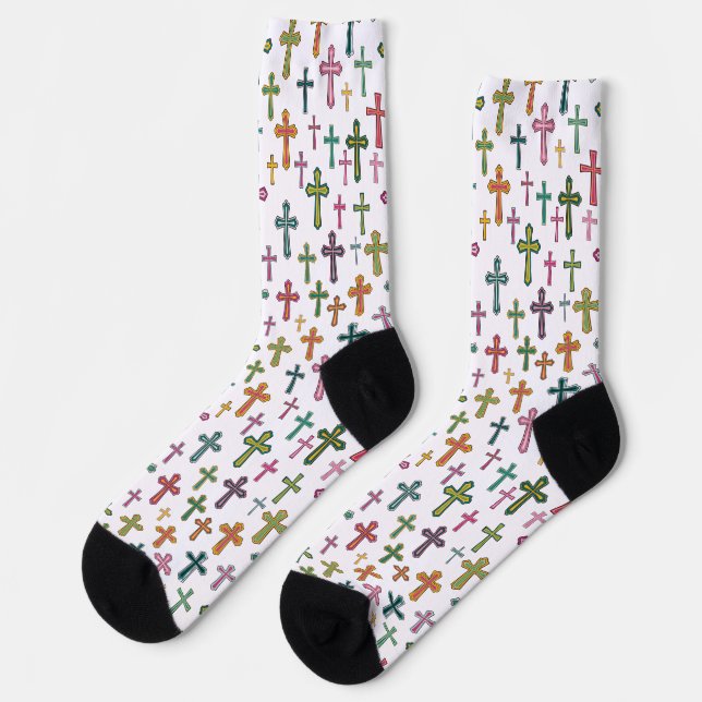 Colorful Easter cross patterned Socks (Left)