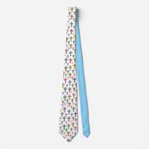 Colorful Easter cross patterned Tie