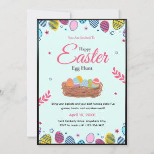Colorful Easter Egg Hunt Party Invitation 
