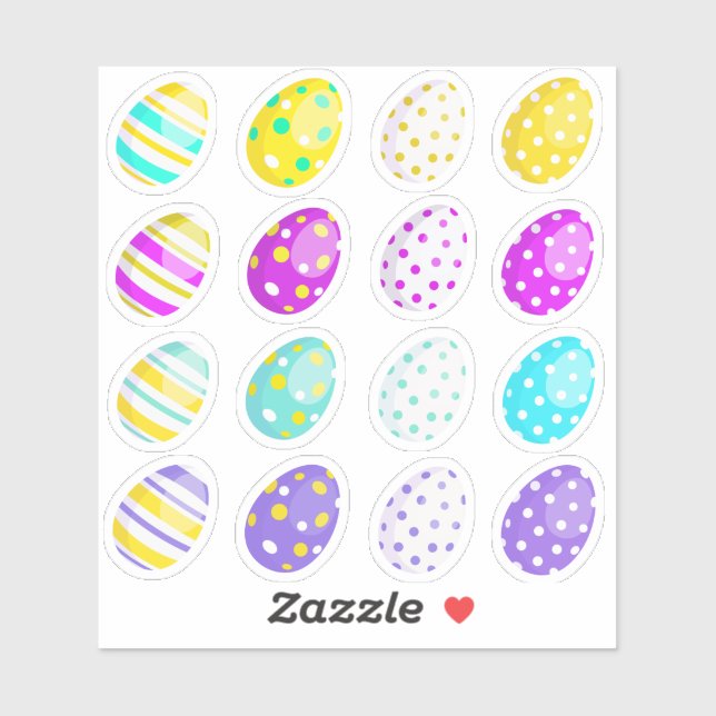 Colorful Easter Eggs Custom-Cut Vinyl Sticker Set (Sheet)