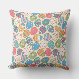 Colorful Easter Eggs Pattern  Throw Pillow