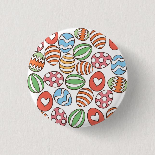 Colorful Easter Eggs Spring Holiday Button Pin (Front)