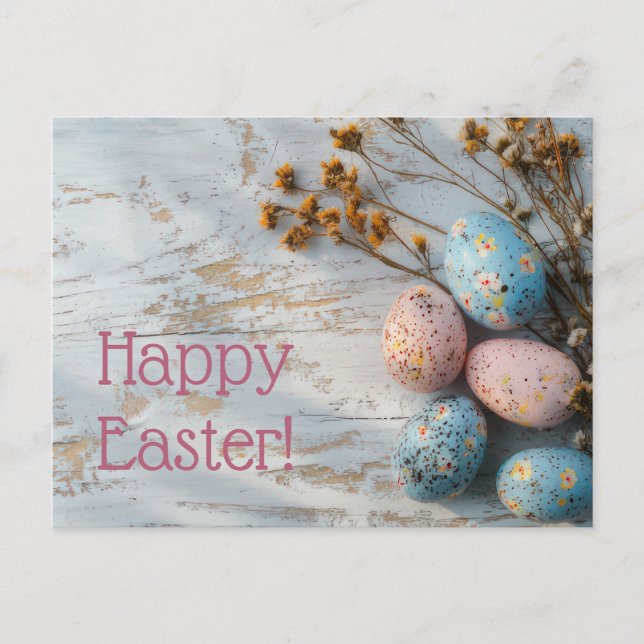 Colorful Easter postcard with Easter eggs (Front)