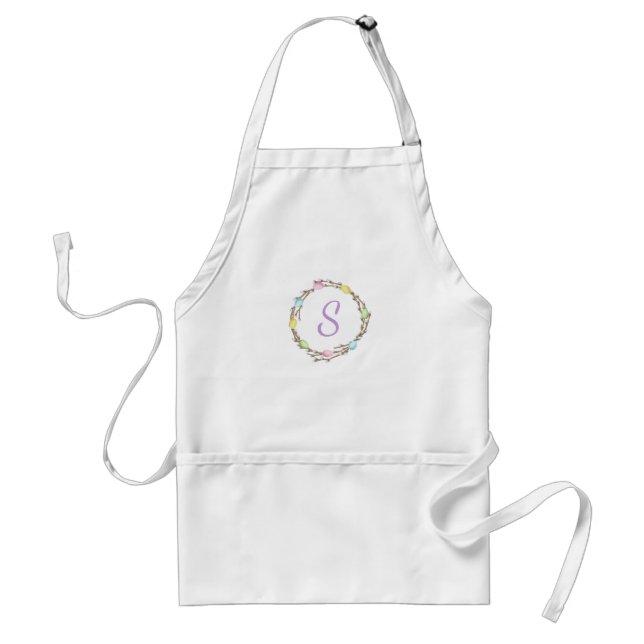 Colorful Easter Willow Wreath With Custom Monogram Standard Apron (Front)