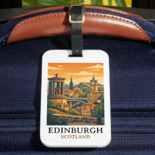 Colorful Edinburgh Scotland Castle Vintage Travel Luggage Tag