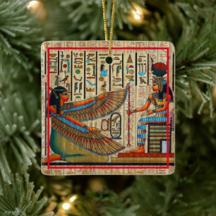 Colorful Egyptian Art on a Ceramic Ornament