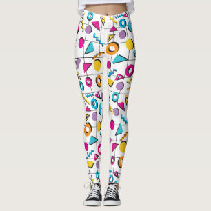 Colorful Eighties 80's Retro Geometric Pattern Leggings
