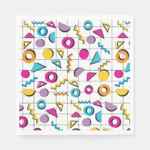 Colorful Eighties 80's Retro Geometric Pattern Napkin