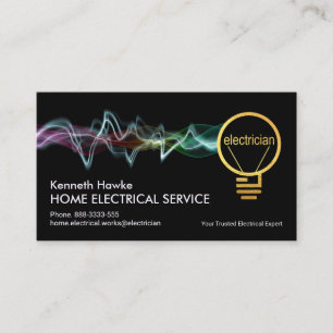 Colorful Electrical Charge Gold Electrician Bulb Business Card