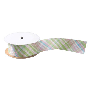 Colorful Elegant Light Retro Tartan Plaid Pattern  Satin Ribbon