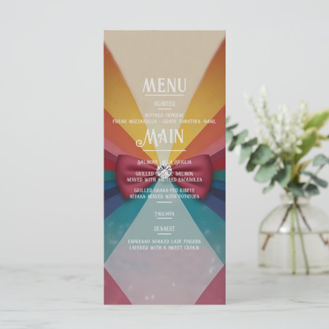 Colorful Elegant Rainbow Wedding Invitation  (Standing Front)